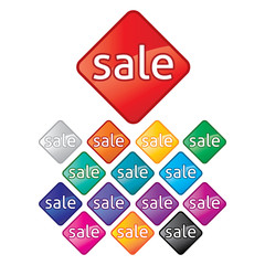 colorful stickers icons selling diamond-shaped