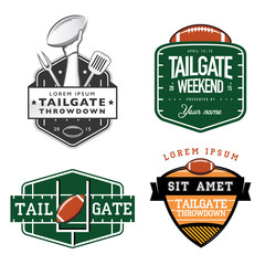 Set of American football tailgate party design elements - obrazy, fototapety, plakaty