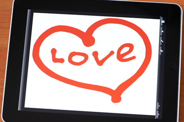 Tablet with a painted heart