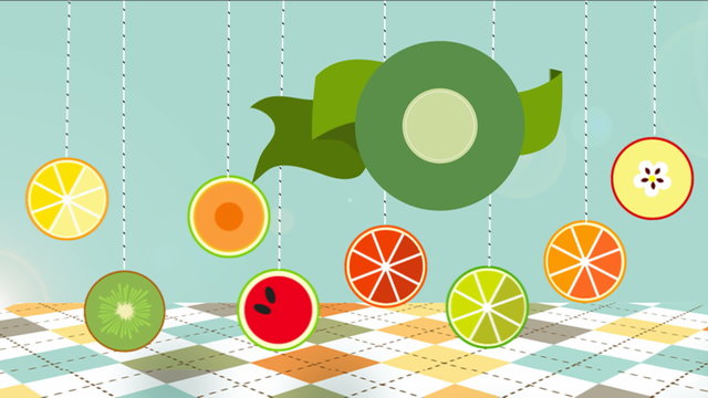 Organic food labels and elements animated.