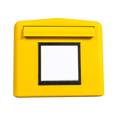 german postbox, yellow, isolated on white