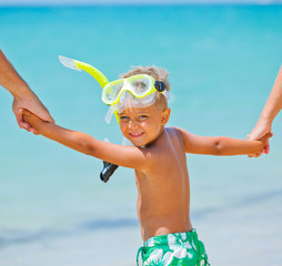 Happy boy on beach