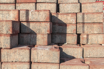 Red Concrete Paving Stone, construction material for sidewalk