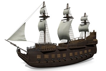 Naklejka premium 3d illustration of a medieval ship