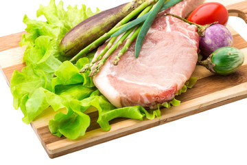 Raw t-bone steak