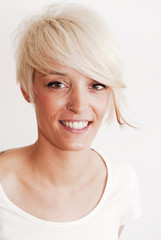 Beautiful woman with short white hair