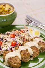 meatballs and salad