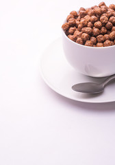 bowl with chocolate flakes balls isolated