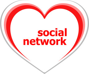 social concept, social network word on love heart