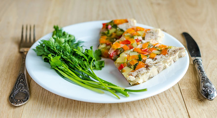 Chicken galantine with vegetables