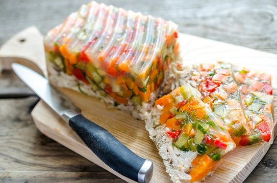 Chicken galantine with vegetables