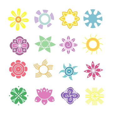 Flower icons set. Floral vector