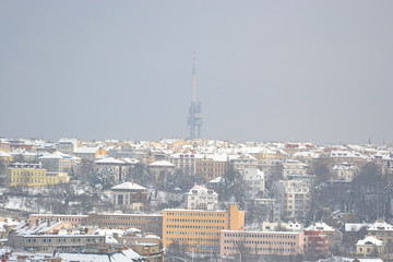 Fototapeta premium Cityscape of Prague at winter
