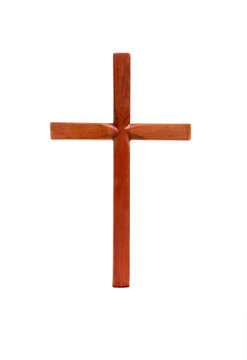 Isolated Wooden Cross on White Background