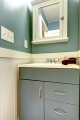 Great color solution for refreshing small bathroom