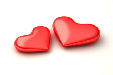 two 3d perfect hearts
