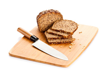  Brown seed bio bread isolated on white background