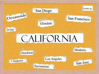 California State Corkboard Word Concept
