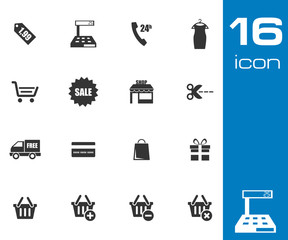 Vector black shopping icons set