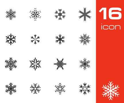 Vector Black Snowflake Icons Set