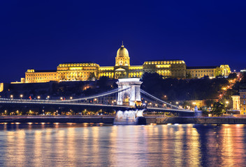 Danube river, Chain Bridge and Buda Castle