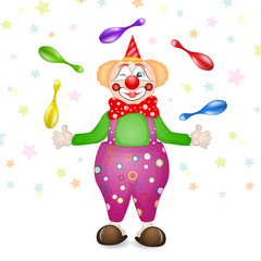 Funny clown over star background