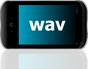 Web development concept: smartphone with word wav on display