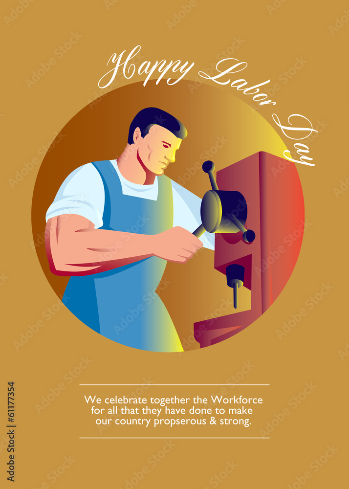 Wall mural Happy Labor Day Workforce Celebration Retro