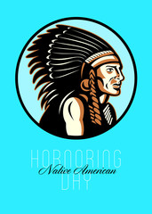Honoring Native American Day Retro Greeting Card