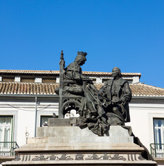 Fototapeta premium Isabela I with Christopher Columbus, Granada