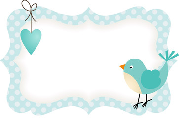 Blue Bird Heart Blank Label
