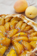 Homemade apricot galette with thyme