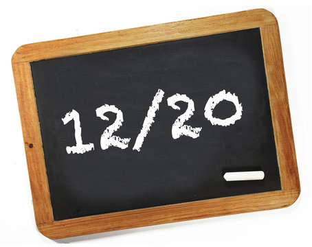 note 12/20 sur ardoise