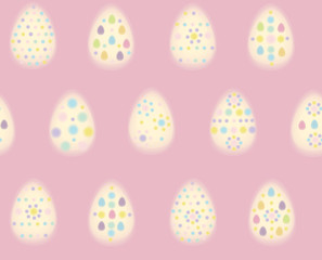 Vector seamless pattern of Easter eggs, blurred, soft  effect.