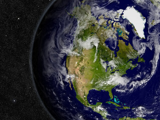 Fototapeta na wymiar North America on planet Earth