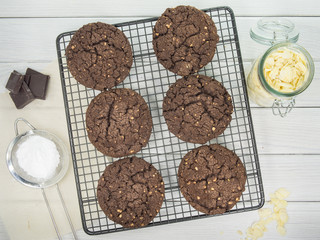 Chocolate cookies with almonds
