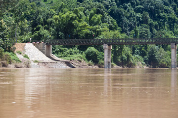 Bridge over Nam Ou river in Laos