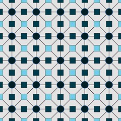 White and blue wallpaper with geometric figures