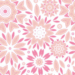 Fototapeta na wymiar vector pink abstract flowers seamless pattern background
