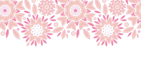 vector pink abstract flowers horizontal seamless pattern