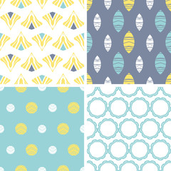 vector four abstract fun motives seamless patterns set in