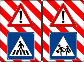 CARTELLI SEGNALI PERICOLO PEDONI BAMBINI SCUOLE