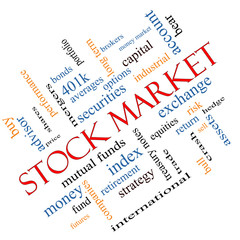 Stock Market Word Cloud Concept Angled