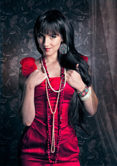 lady in red 07/alluring girl in red dress
