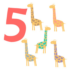 5 cute giraffes. Easy Learn to count figures. - 61180397