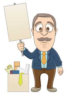 Businessman needs a job and holding a blankboard