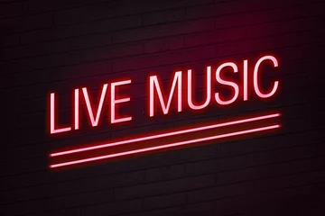 Keuken spatwand met foto Live music neon sign for club © ibreakstock