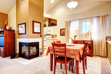 Kitchen and dining room. Open plan design idea