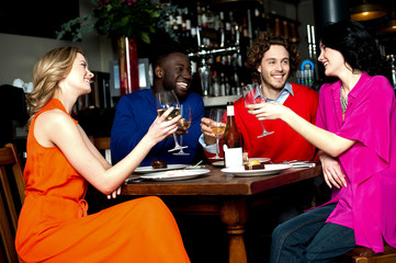 Friends at night club