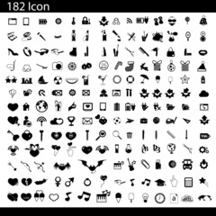 Fototapeta na wymiar vector black 182 universal web icons set on gray
